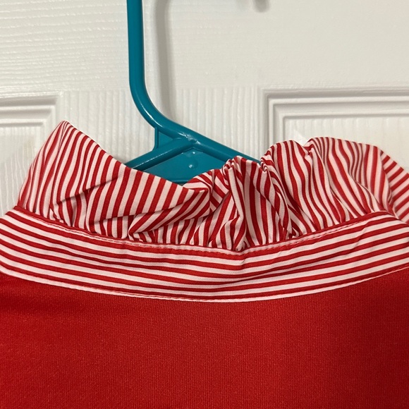 Red Women's Christmas Blouse with Ruffled Sleeves medium nwot - Picture 4 of 10